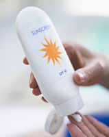 Bottle of sunscreen.