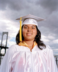 Girl in cap and gown