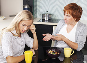 A girl arguing with her mother.